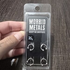 New Morbid Metals Silver Tone Hoop Set Of 4 16G